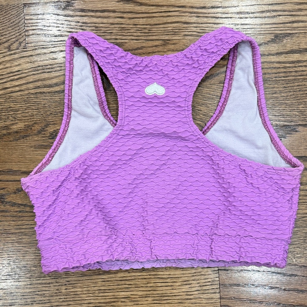 Booty By Brabants Purple and Black Textured Sports Bras - Picture 3 of 5